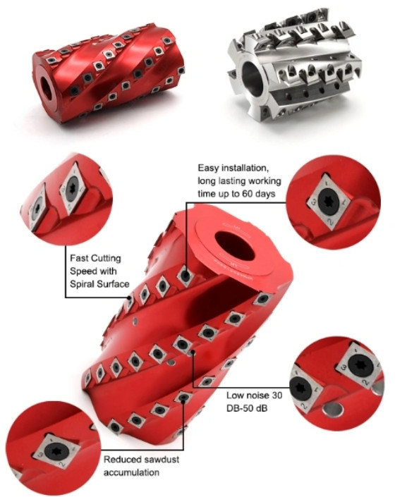 Plum Blossom Type Spiral Cutterhead Steel Or Aluminum Alloy Material